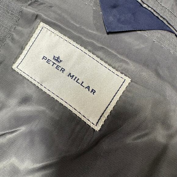 Peter Millar NWOT Gray 100% Wool Men's Sports Coat 46T 2 Button Closure Blazer - Picture 6 of 8